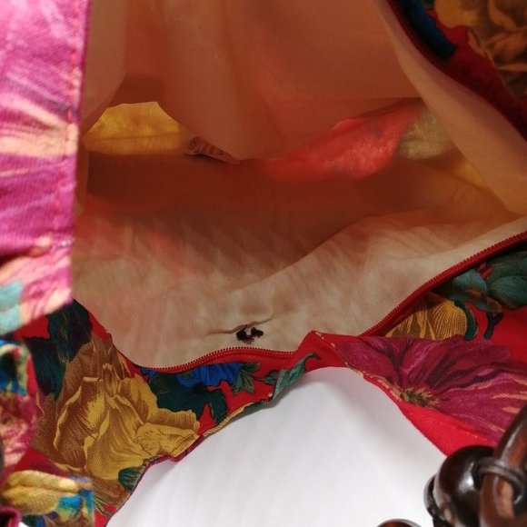 Mountain Mamas‎ Womens Handbag Multicolor Floral Fabric Zip Double Straps L NEW - Picture 5 of 8